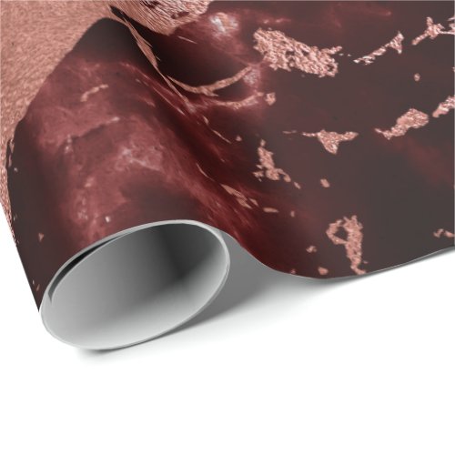 Black Rose Burgundy Red Glam Stone Marble Abstract Wrapping Paper