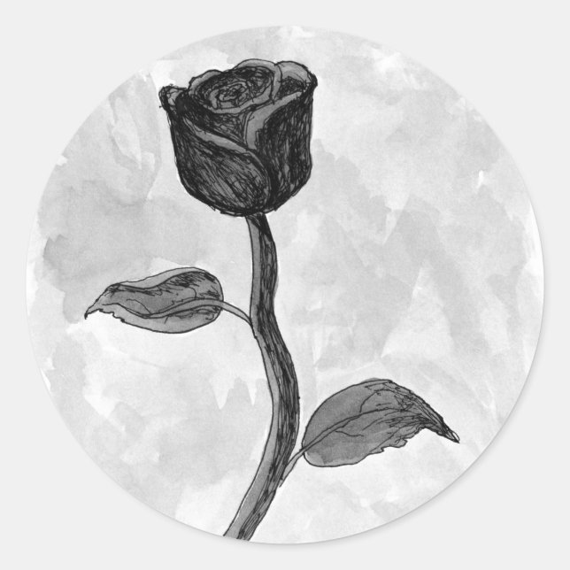 Black Rose. Classic Round Sticker (Front)