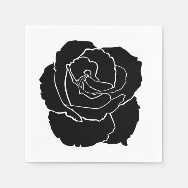 Black Rose Cocktail Napkins - Wedding Dinner Party (Front)