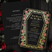 Black Rose Coffin Gothic Wedding All in one Foil Invitation
