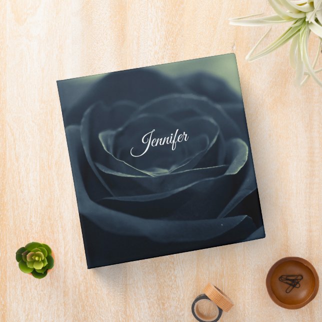 Black Rose Dark Gothic Flower Photo 3 Ring Binder (In Situ)