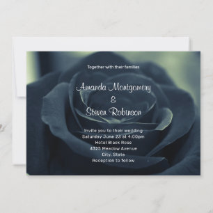 Black Rose Dark Gothic Flower Photo Wedding Invitation