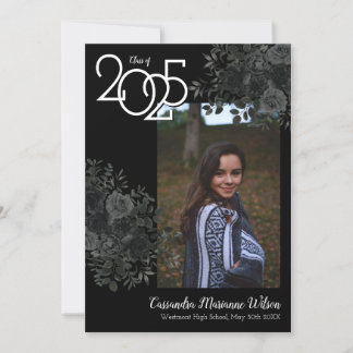 Black Rose Dark Gothic Graduation Announcement