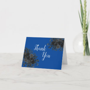 Black Rose Dark Gothic Graduation Party Blue Letterpress Thank You Card