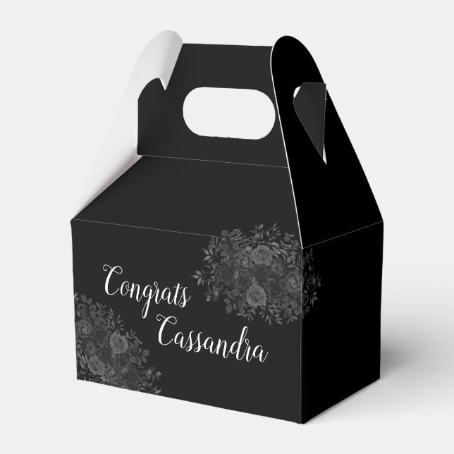 Black Rose Dark Gothic Graduation Party Favor Boxes (Front Side)