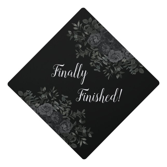 Black Rose Dark Gothic Graduation Party Graduation Cap Topper (Front)
