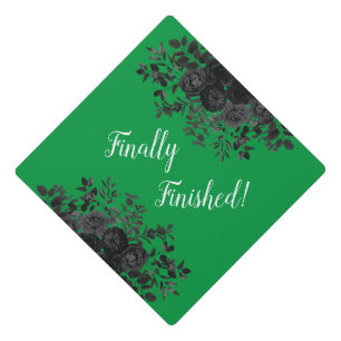 Black Rose Dark Gothic Graduation Party Green Cap Topper