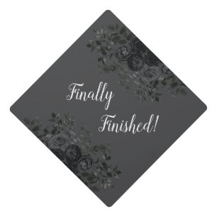 Black Rose Dark Gothic Graduation Party Grey Cap Topper