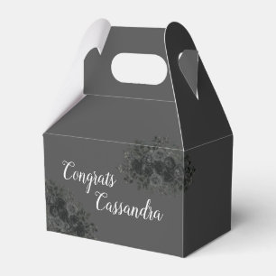 Black Rose Dark Gothic Graduation Party Grey Favor Boxes