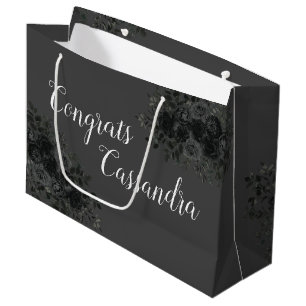 Black Rose Dark Gothic Graduation Party Grey Large Gift Bag