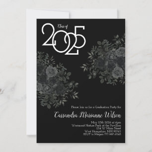Black Rose Dark Gothic Graduation Party Invitation
