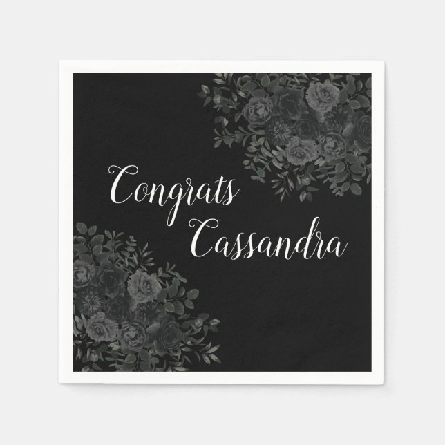 Black Rose Dark Gothic Graduation Party Napkins (Front)