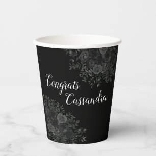 Black Rose Dark Gothic Graduation Party Paper Cups