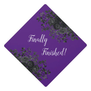 Black Rose Dark Gothic Graduation Party Purple Cap Topper