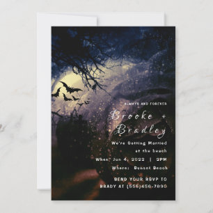 Black Rose & Dark Gothic Sky Wedding Invitation