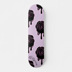 Black Rose Drip Dripping & Girls Name Pink Girly Skateboard