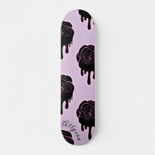 Black Rose Drip Dripping & Girls Name Pink Girly   Skateboard