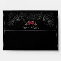 Black Rose Elegant Halloween Wedding Envelope