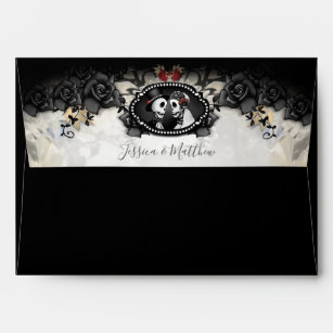 Black Rose Elegant Halloween Wedding Envelope