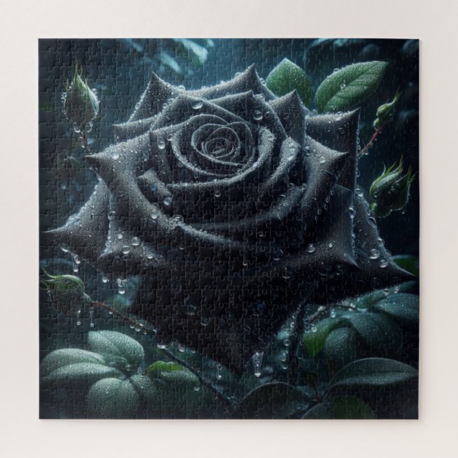 Black Rose Floral Jigsaw Puzzle (Vertical)