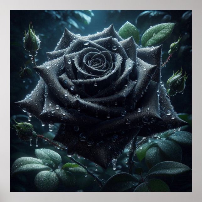 Black Rose Floral Poster (Front)