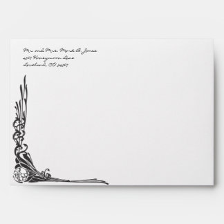 Black Rose Floral Wedding Envelopes