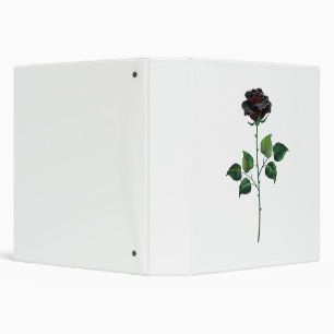 Black rose flower 3 ring binder