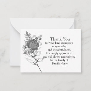 Black Rose Flower After Funeral Thank You Card