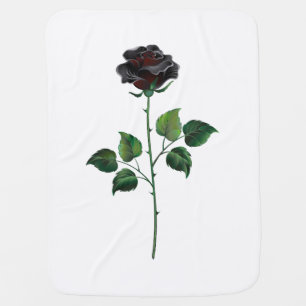 Black rose flower baby blanket