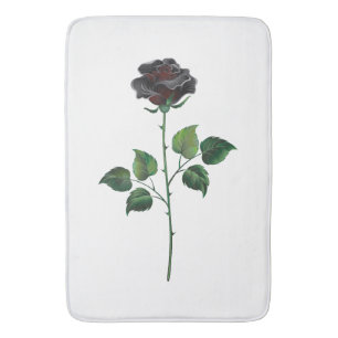 Black rose flower bath mat