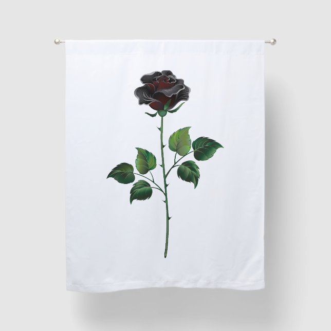 Black rose flower blackout curtains (Front)
