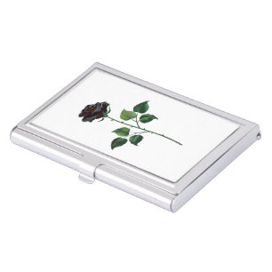 Black rose flower business card case