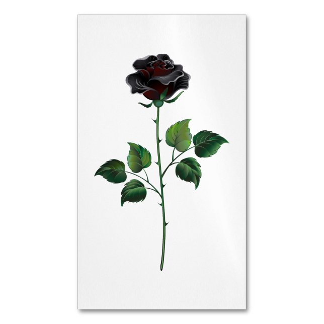 Black rose flower business card magnet (Front Vertical)