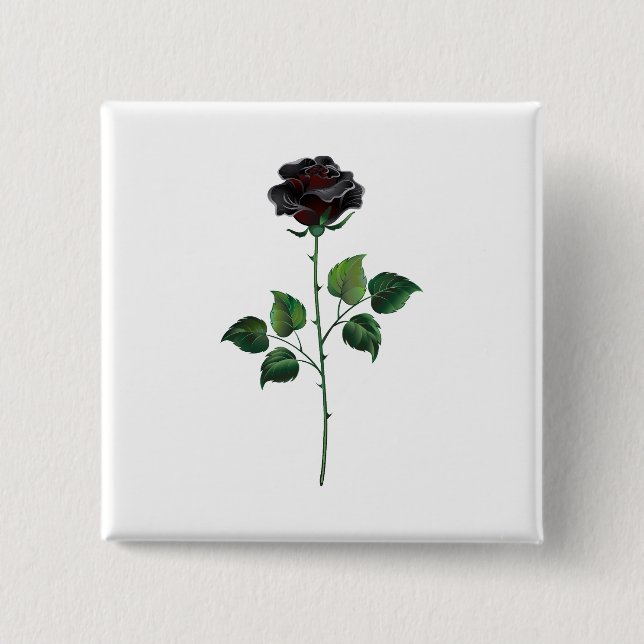 Black rose flower button (Front)