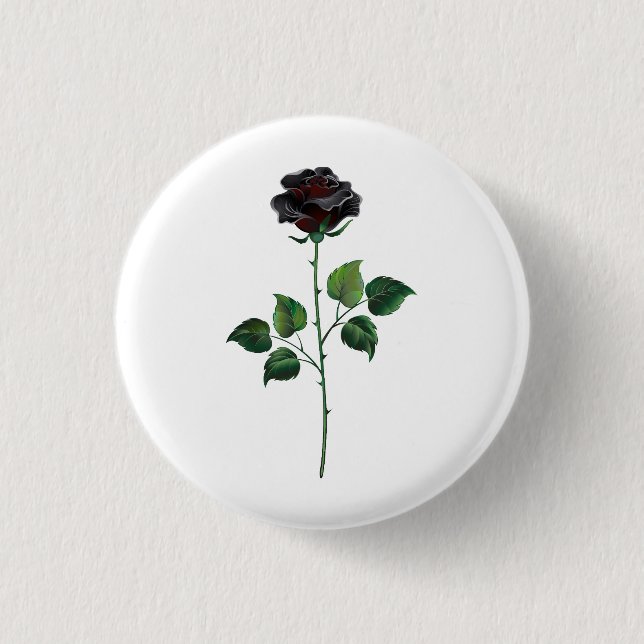 Black rose flower button (Front)