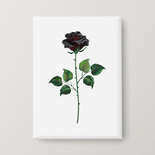 Black rose flower button (Front)