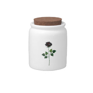 Black rose flower candy jar