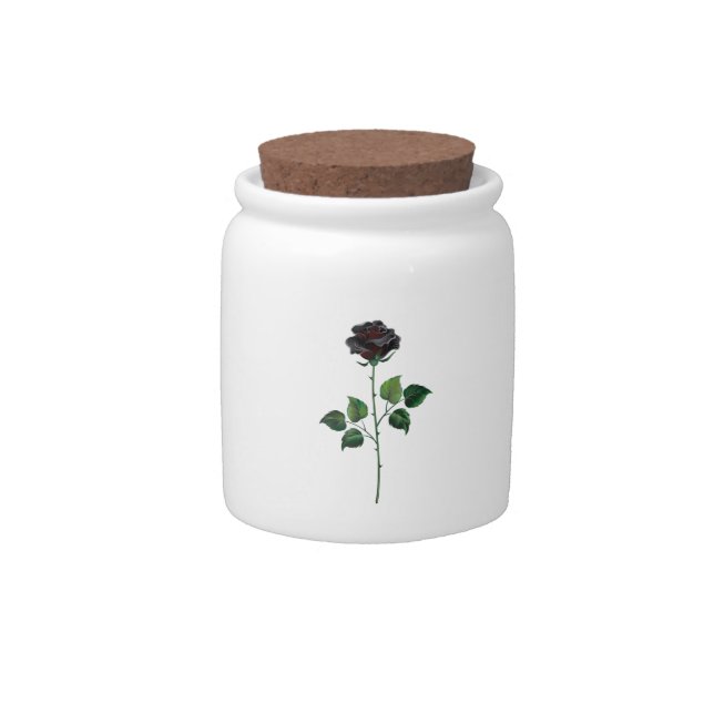 Black rose flower candy jar (Front)
