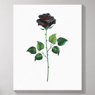 Black rose flower canvas photo tile 
