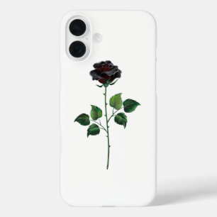 Black rose flower iPhone 16 plus case
