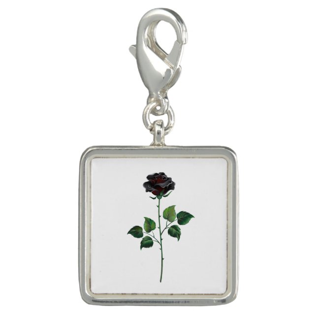 Black rose flower charm (Front)