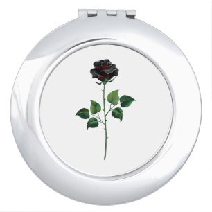 Black rose flower compact mirror