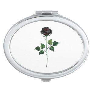 Black rose flower compact mirror
