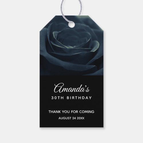 Black Rose Flower Dark Gothic Birthday Thank You Gift Tags