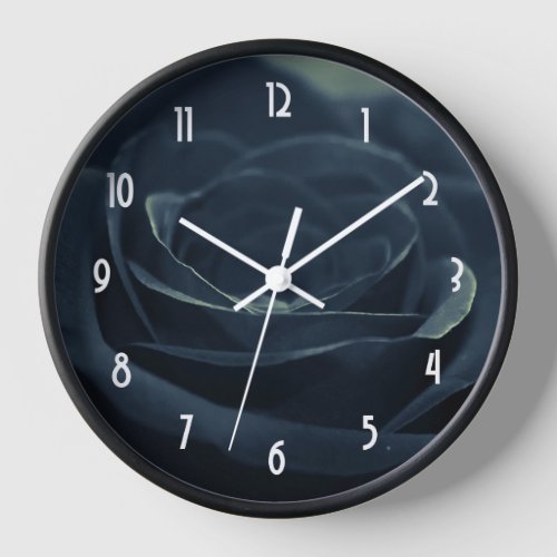 Black Rose Flower Dark Gothic Vibe Clock