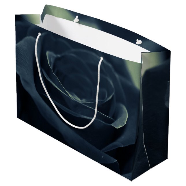 Black Rose Flower Dark Gothic Vibe Large Gift Bag (Back Angled)