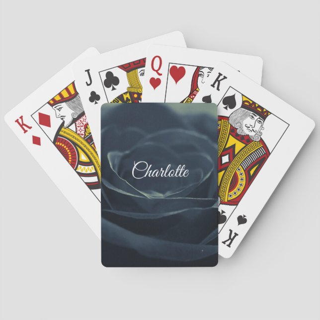 Black Rose Flower Dark Gothic Vibe Poker Cards (Back)