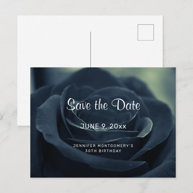 Black Rose Flower Dark Gothic Vibe Save the Date Invitation Postcard (Front/Back)