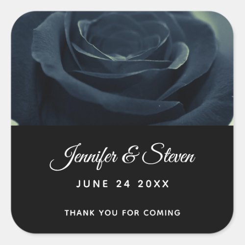 Black Rose Flower Dark Gothic Vibe Wedding Square Sticker