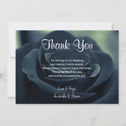 Black Rose Flower Dark Gothic Vibe Wedding Thank You Card